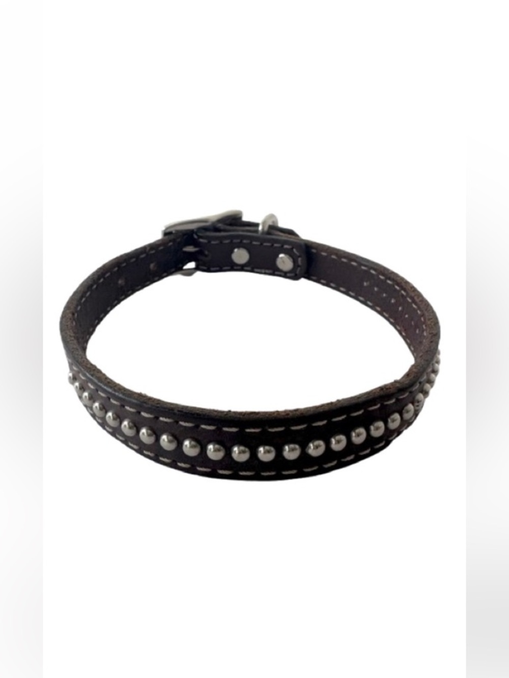 Weaver Brown Leather Silver Studded Outlaw Dog Collar 15”